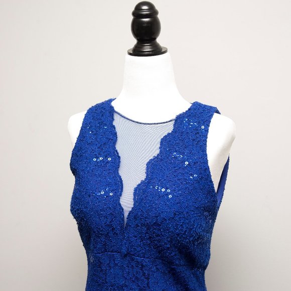Bellissima Blue Lace Dress with Sequins - Picture 2 of 6